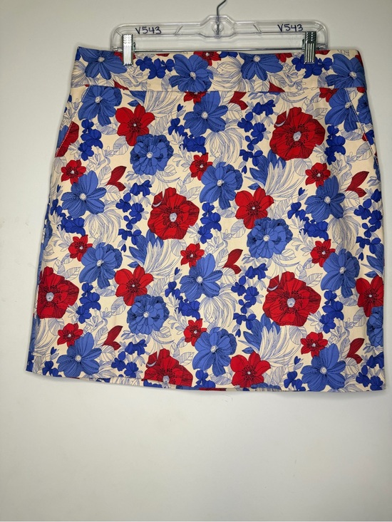 Talbots Dresses & Skirts - Talbots Red & Blue Floral Mini Skirt on Cream Back Zip Size 16 SKU A13
